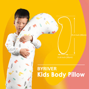 BYRIVER Kid's Body Pillow, Hugging Pillow for Sleep, Washable Cotton Pillow Cover